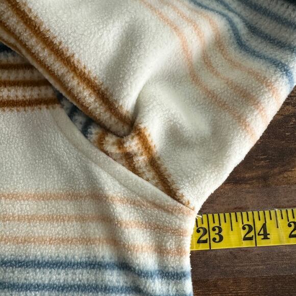 O Neill Polar Fleece Hoodie Jacket XL Cream Striped Half Zip Pocket Gorpcore - Picture 3 of 9
